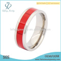 Titanium and wood silver wedding band ring,mens red wooden ring